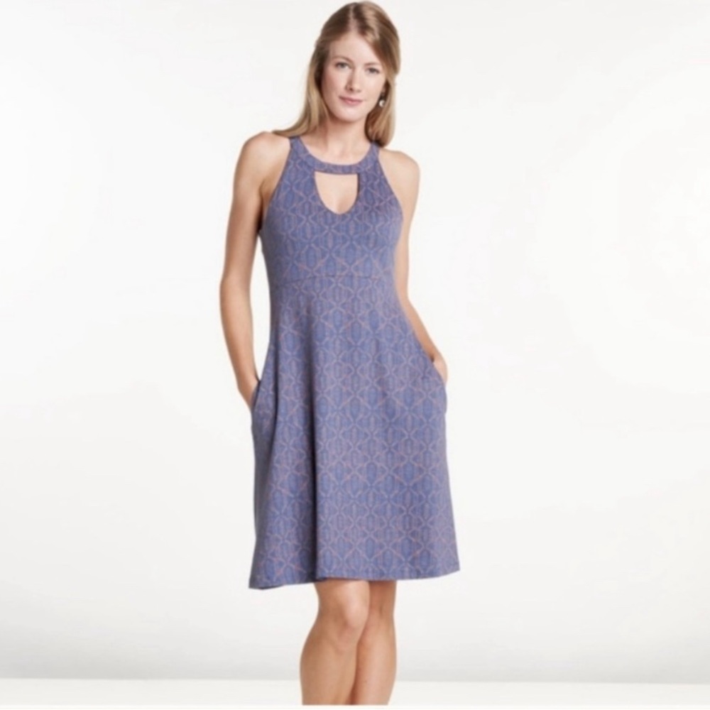 Toad & Co Avalon Blue & Orange Print Cut Out Dress